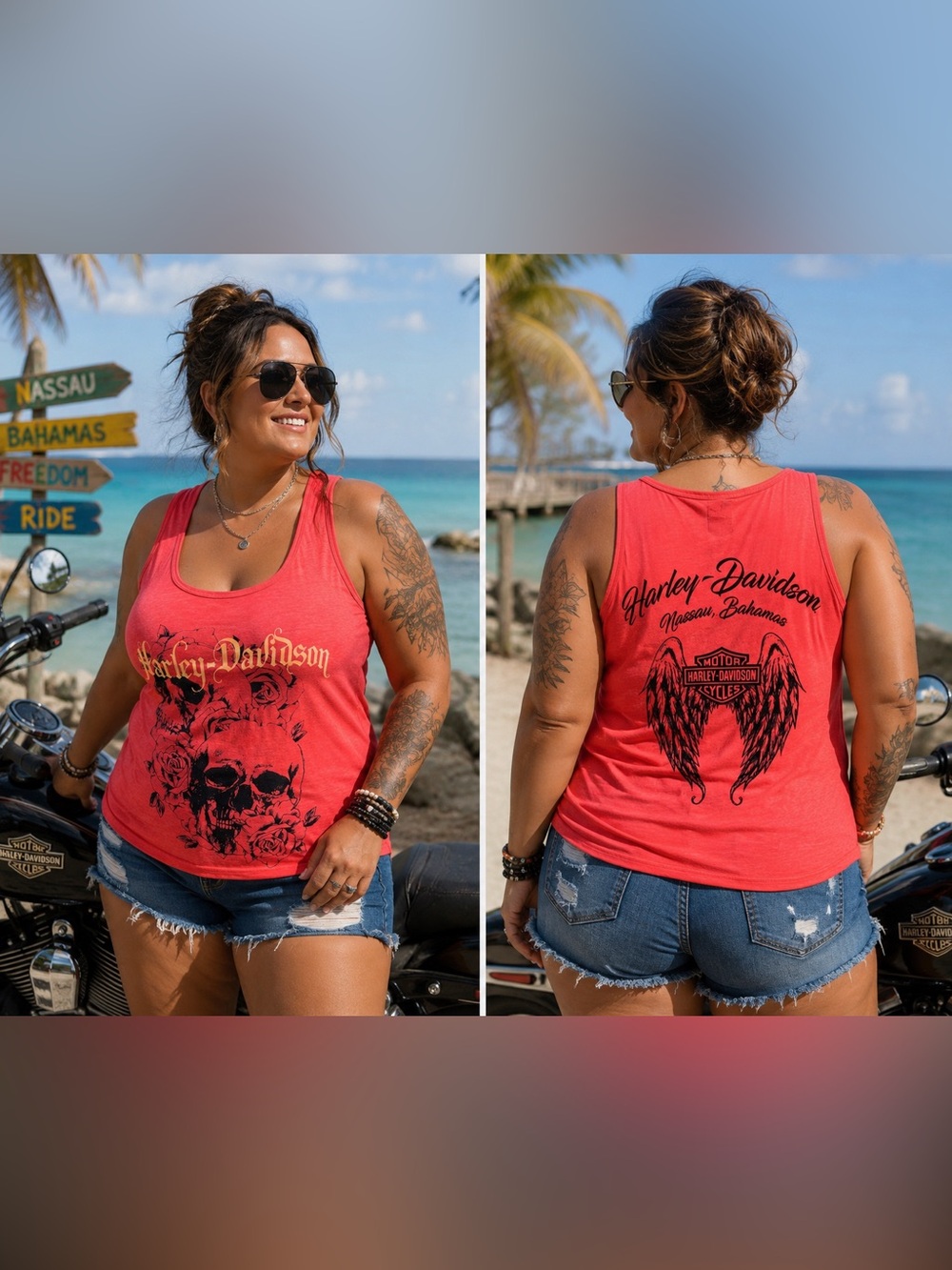 HARLEY DAVIDSON Nassau Bahamas Skull Graphic Tank Top